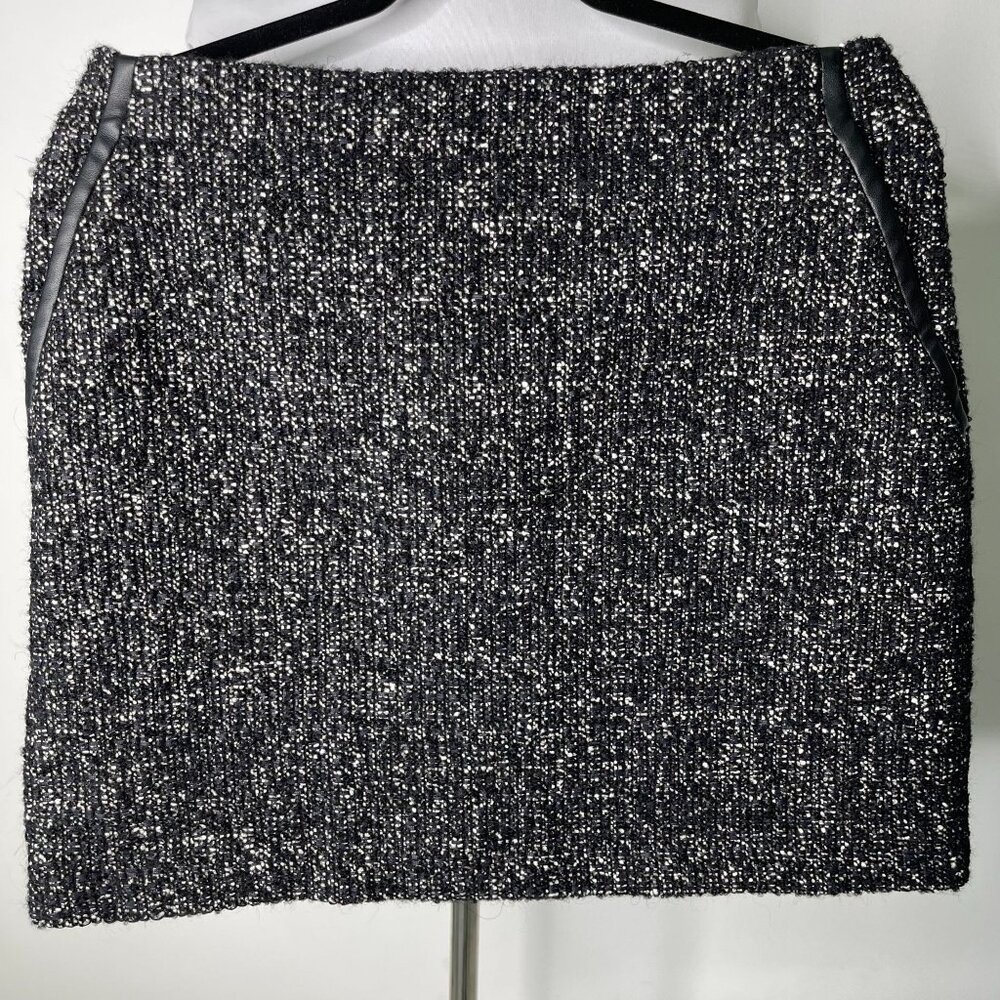 Karen Millen Women's Black White Tweed Pencil Mini Skirt Size 10